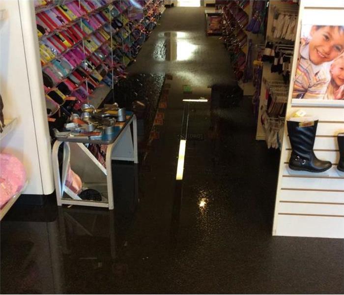 Store with water damage in the product aisle